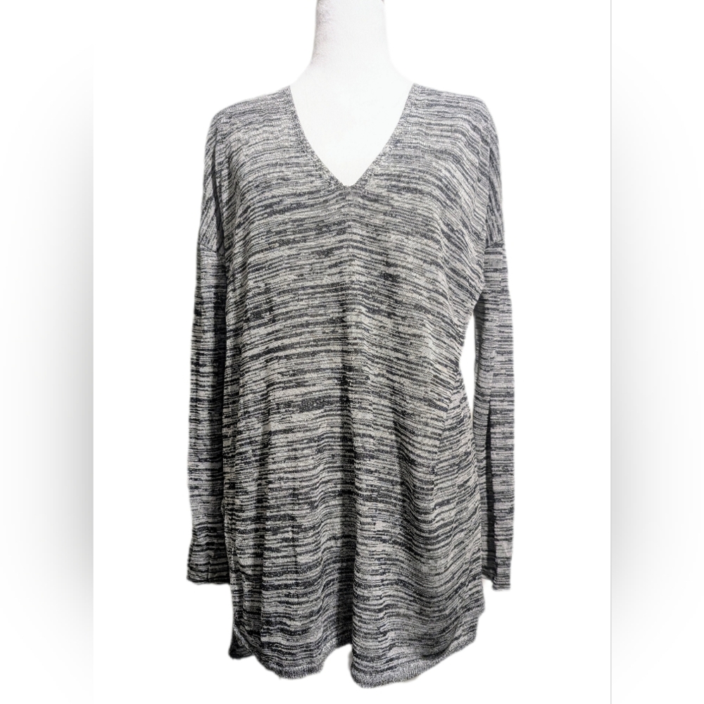 Babaton Linen 'Erin' Longsleeved Oversized  Marled Grey Top -M-